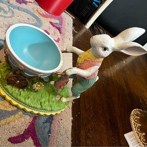 Easter Bunny Figurine Planter with Cart - Pastel Colors